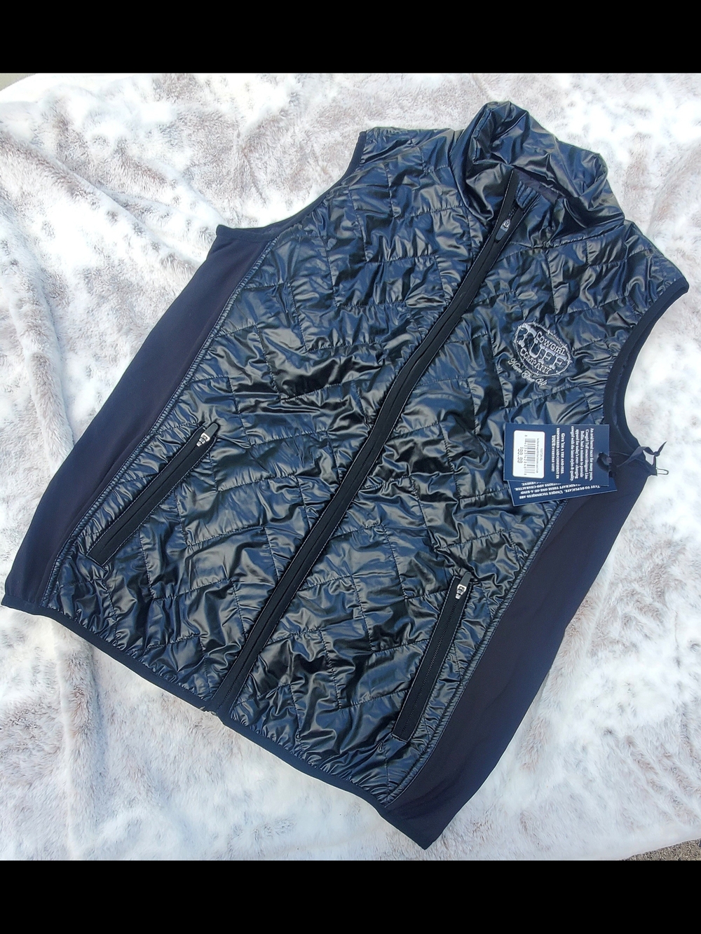 Cowgirl Tuff Black Quilted Vest with Stretchy Side Panels